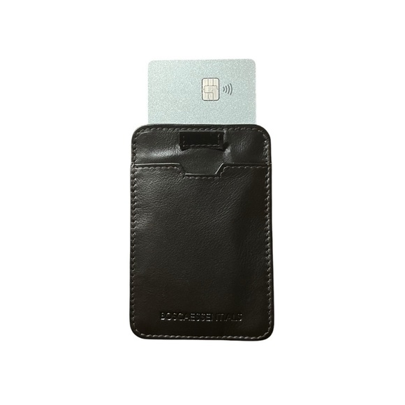NWOT BOSCA ESSENTIALS NAPPA VITELLO PULL TAB CARD CASE in brown - Picture 1 of 4